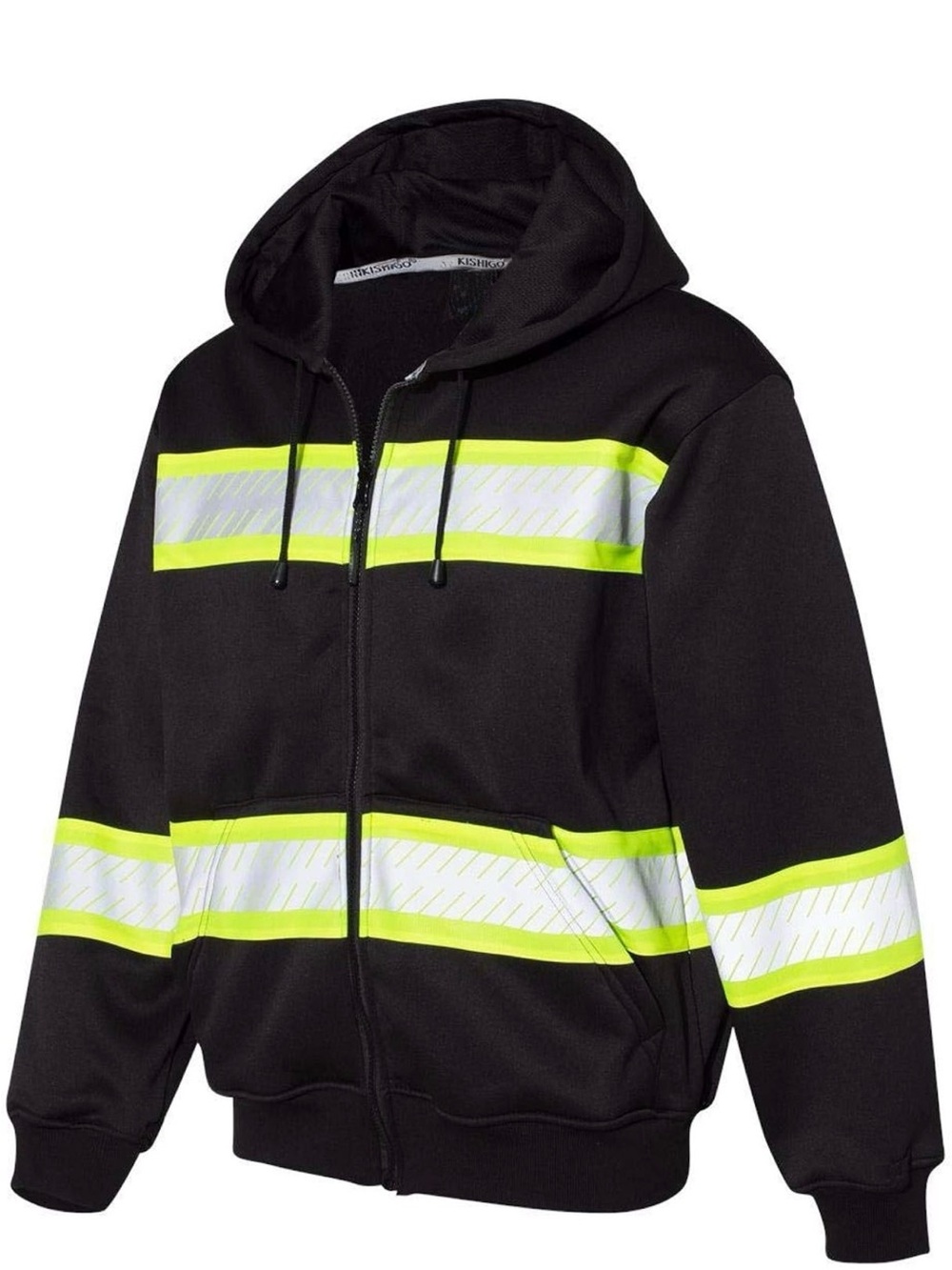 Kishiko Enhanced 3XL Visibility Black Hooded Performance Jacket Reflective
